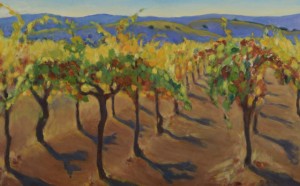 Red Earth, Fall Vineyard 12"x19" Oil