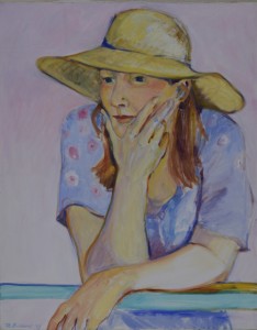 Yellow Straw hat  16"x20"  Oil On Canvas