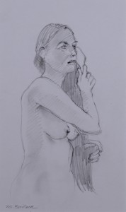 Woman Brushing  6"x13"  Graphite On Paper
